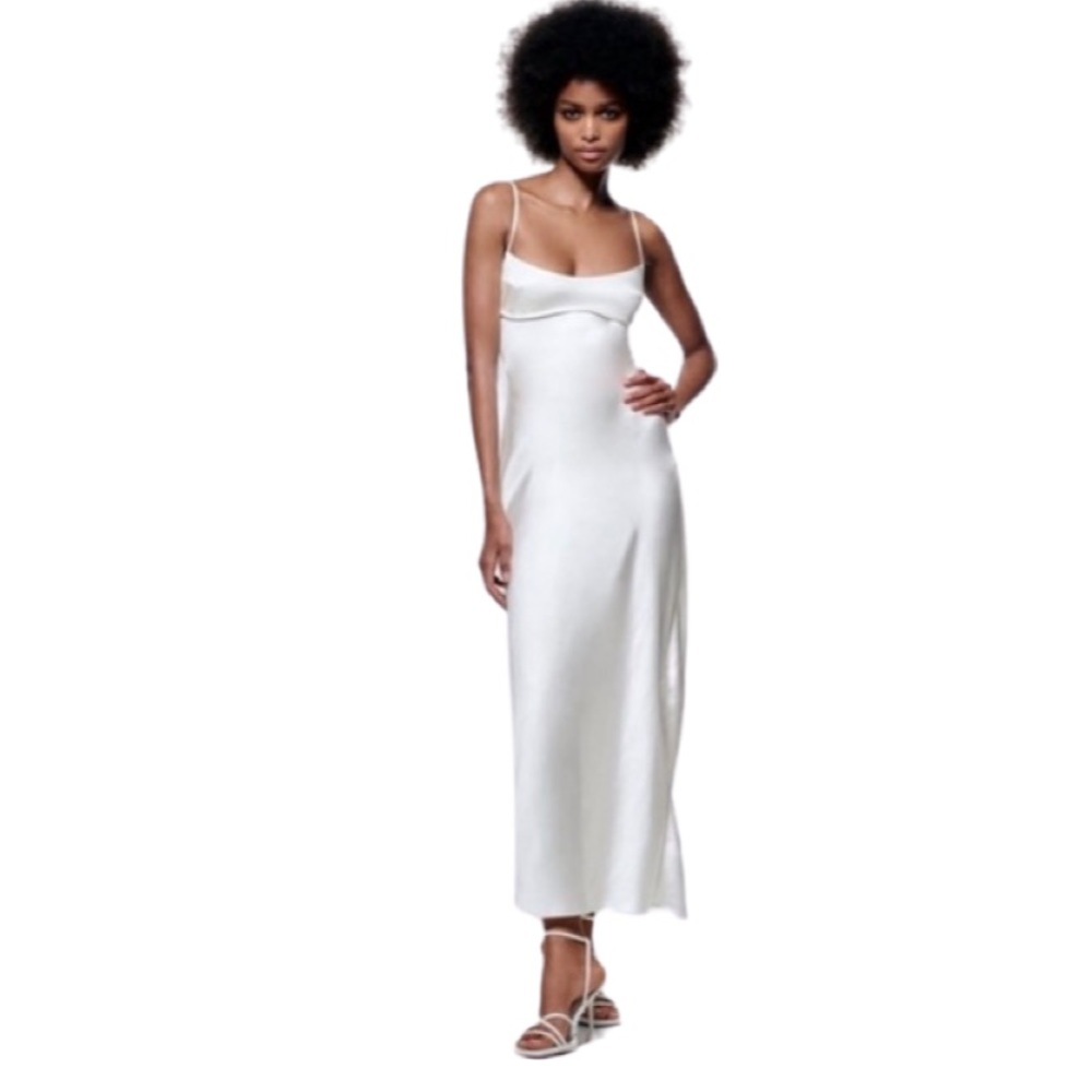 Zara satin effect cut out dress